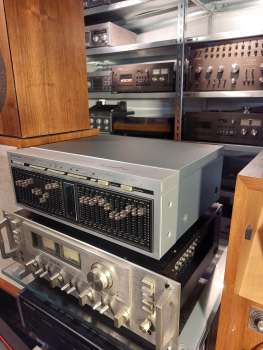 Preview: Trio Kenwood GE-1000 Profi Equalizer 2 x 12 beleuchtete Regler in silber Japan 1989